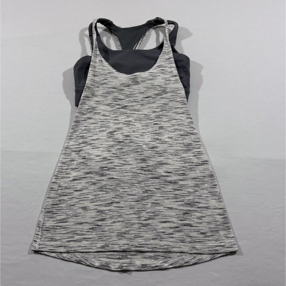 Lululemon Womens Space Dye Gray Twist & Toil Tank Top Built-In Support Yoga Sz 2